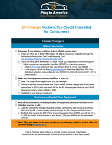 Federal EV Charger Tax Credit Checklist for Consumers