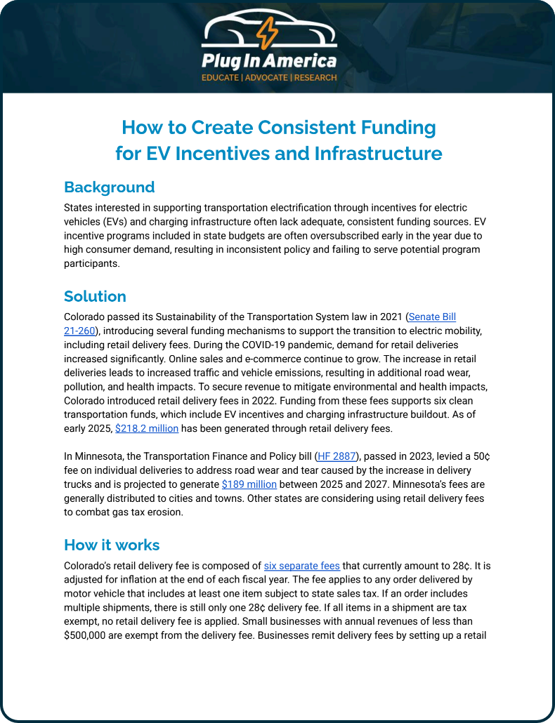 How to Create Consistent Funding for EV Incentives